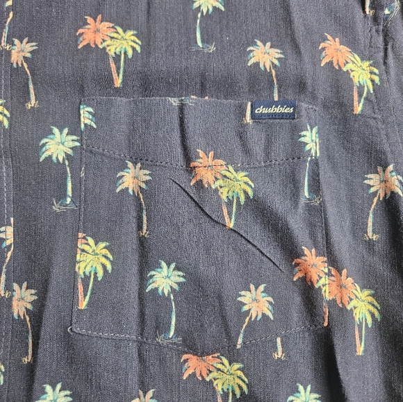 Chubbies Men's Friday Shirt Medium Navy Blue With Palm Trees Print - Picture 4 of 9